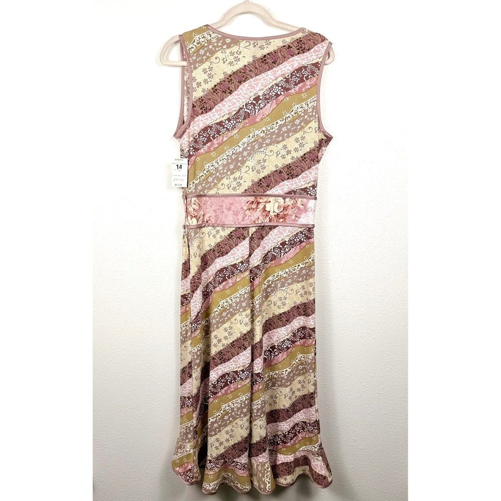 Mixit Womens Floral Patchwork High Low Ruffle Hem Midi Dress Mauve Size 14 NWT - Picture 3 of 10